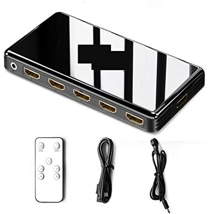 4K 60Hz Switch 3x1 5x1 Switcher Konverter Adapter mit Fernbedienung for TV MI Box3 PS3 PS4 Pro TV PC Projektor Laptop,Breite Kompatibilität(2.0 5X1 with IR)