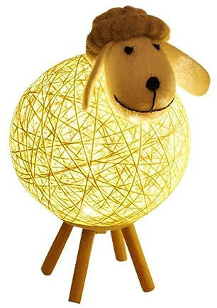 Artibetter Usb Betriebenes Schaf Nachtlicht Led Nachtlampe Mit Rattan Und Wollfüllung Fürs Schlafzimmer Dekoratives Cartoon Licht