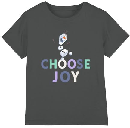 Frozen Choose Joy with Olaf Unisex Kids T Shirt, Charcoal, 3-4 Years