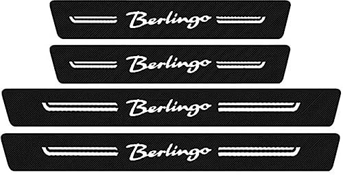 KLHYWEN 4 Pièces Protection Seuil de Porte de Voiture pour Citr-oen Berlingo C1 C3 C4 Autocollant en Cuir de Fibre de Carbone Plinthes pour Auto,Berlingo White
