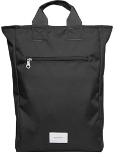 Sandqvist Ground Tote Backpack 16”, 15L, Black, Laptop Backpack, 16 Laptop Compartment, Water-Resistant, Recycled Materials