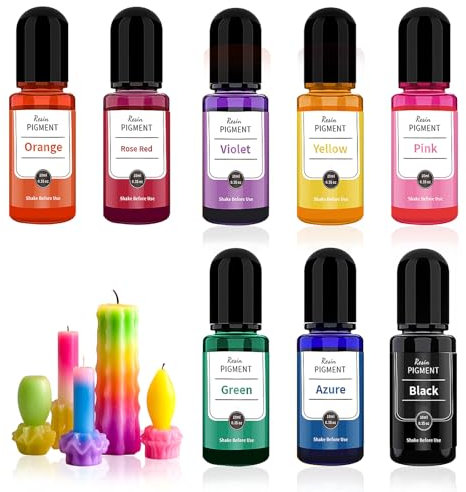 Epoxy Resin Paint Set, Colour Pigments for Casting Powder, 8 Colours Concentrated Liquid Epoxy Resin Paint, DIY Resin Jewellery Making, Resin Painting, Resin Crafts - 0.35 oz/10 ml Each