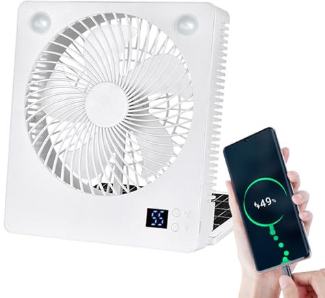 Ventilador solar al aire libre - Linterna de ventilador personal para acampar solar | Gadgets y recargables recargables con luces, 3 velocidades de equipo de supervivencia para el hogar