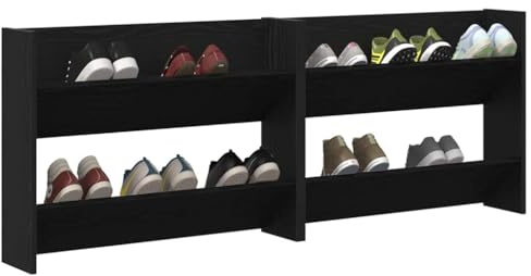 vidaXL Shoe Cabinet 2 pcs Black Oak 83 x 18 x 60 cm Engineered Wood, Hallway Organizer, Modern Rectangular Shoe Cabinet, Space Saving Footwear Rack for Compact Indoor Storage and Mudroom Use