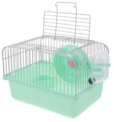 SHINEOFI Tragbarer Hamsterkäfig für Chinchillas und Zubehör und Kleine Tiere unterwegs aus ABS inkl. Wasserflaschenhalter mit Multifunktionalem Design Grün