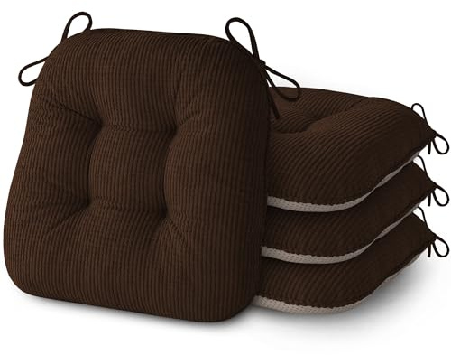 AddGrace Sitzkissen für Esszimmerstühle mit Bändern 43x40cm 4er Set Dunkelbraun
