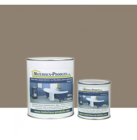 MATPRO - Peinture Laque Epoxy Salle de Bain - Sans Solvant, Auto-Lissant - Répare et Rénove Baignoire, Lavabo, Évier, Plan de Travail - Aspect Taupe - 1Kg