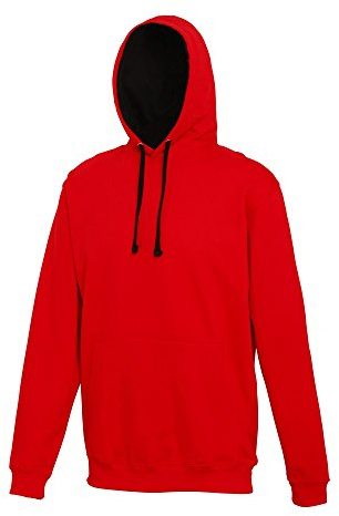 AWDis Men's Varsity Hoodie, Multicoloured (Fire Red/Arctic White), Large