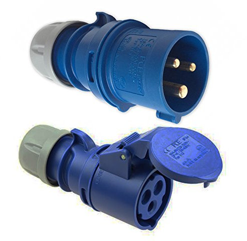 PCE 16 AMP 240V Blue Plug and Socket Caravan Motorhome Site Hook Up Lead Cable