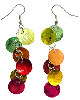 Miniblings Perlmutt Plättchen Sommer Ohrringe - Handmade Modeschmuck I Muschel Scheiben - Ohrhänger Ohrschmuck versilbert