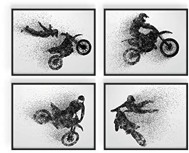 Summit Designs Motocross-Poster, Wanddekoration, 4er-Set, 20,3 x 25,4 cm, für Schlafzimmer, Männerhöhle, ungerahmt, Brap