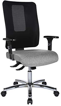 Topstar Open X (N) Chrom, ergonomischer Bürostuhl, Schreibtischstuhl, Stoffbezug, grau/schwarz