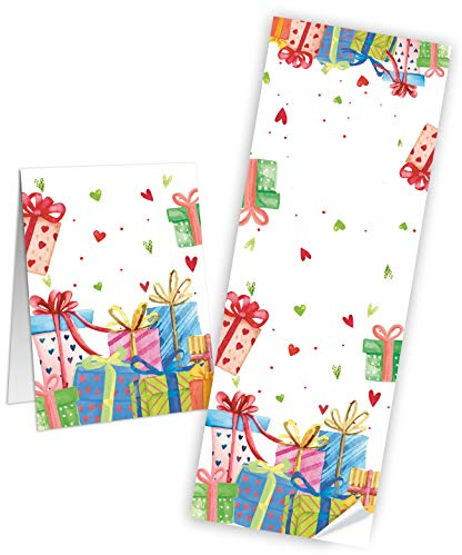 Logbuch-Verlag 50 Geschenkaufkleber bunt 7,2 x 21 cm längliche Aufkleber Banderolen Sticker Etiketten f. Geschenke Geburtstag Verpackung Geschenkverpackung