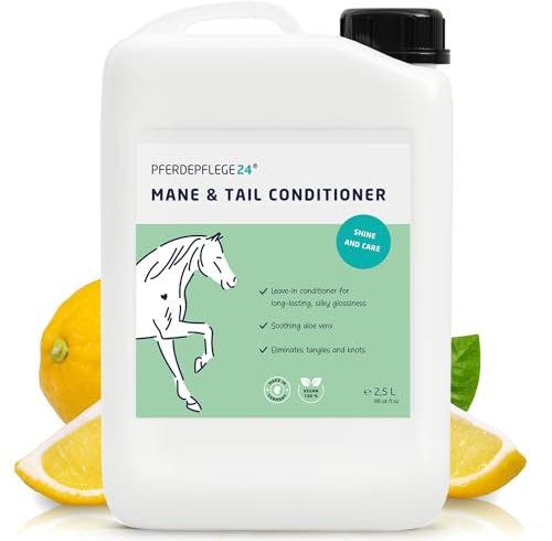 PFERDEPFLEGE24 Mane and Tail Detangler Spray for Horses - Brilliant Shine, Untangles & Conditions Hair - Non-Sticky & Long-Lasting Mane and Tail Spray - Dirt Repellent Horse Grooming - 2500ml