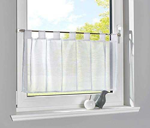 Gardinenbox Boîte à Rideaux avec Motif imprimé de Fleurs - Transparent - pour fenêtre de Cuisine, Polyester, Ligne, HxB 43x100 cm