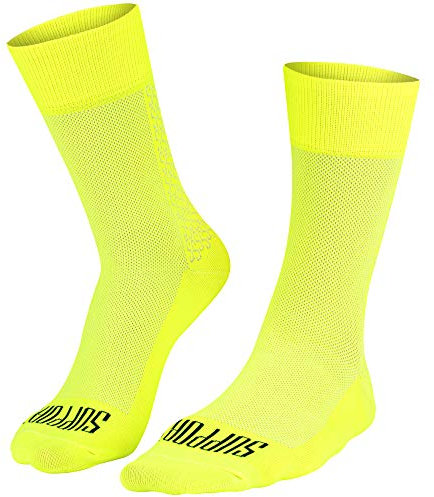 SUPPORT Calzini da ciclismo superleggeri da uomo, escursionismo, camminata, bicicletta, Fluo, 45-46