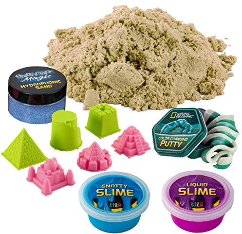 National Geographic Sensory Science Kit – Explorer-Serie kinetischer Sand für Kinder, Farbwechsel-Knete und Schleim-Kits für Mädchen und Jungen ab 8 Jahren, praktische STEM-Spielzeuge mit bunten