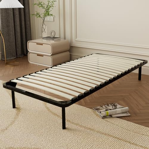 DEWINNER Sommier 90x190cm, Sommier Lattes 90x190cm avec 4 Pieds, Sommiers à Lattes pour Adulte, Robuste & Adapté à Tous Les Matelas - Espace de Rangement de 29 cm