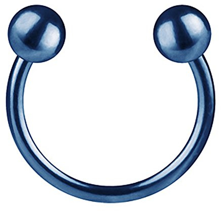 Piercingfaktor Hufeisen Ring Horseshoe Edelstahl Piercing Brust Nippel Lippe Nase Septum Tragus Ohr Helix Intim mit Kugeln Blau 1,0mm x 8mm x 3mm