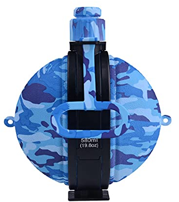 AXTMR Taza Termo sellada de Silicona a Prueba de Fugas, Botella de Agua Plegable para Deportes al Aire Libre, Taza de Agua para Bicicleta con brújula, hervidor de Agua para Acampar,Blue,580ML