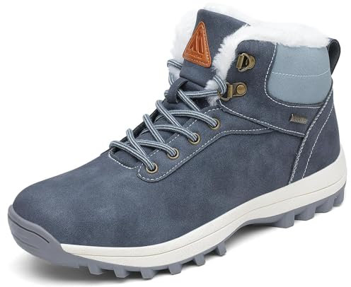 Mishansha Stivaletti Donna Invernali Scarpe Impermeabili Stivali Uomo Neve Scarponcini Comode Outdoor Scarponi Invernali Caldo Stivaletti Trekking Blu Scuro, Gr.40