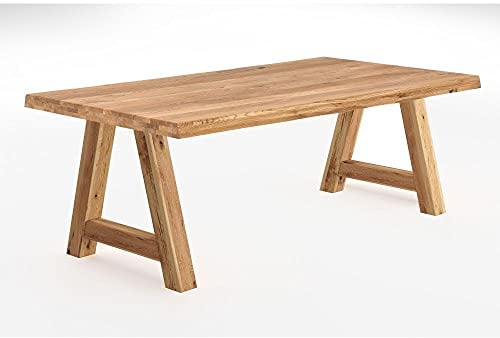 Esstisch Tisch Baumkante mit Holzgestell A-Form Eiche 160x100 cm