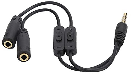 Cavo di Prolunga per Splitter Stereo da 3,5 Mm con Sdoppiatore per Cuffie, Cavo Convertitore per Cuffie Doppio Adattatore Jack per Cuffie Doppio Maschio a Femmina con Interruttore
