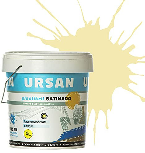 Ursan - Plastikril Satinado | Pintura Exterior Satinada - Pintura Impermeabilizante - Indicada para Fachadas con Alta Resistencia a Agentes Atmosféricos - CREMA 4L