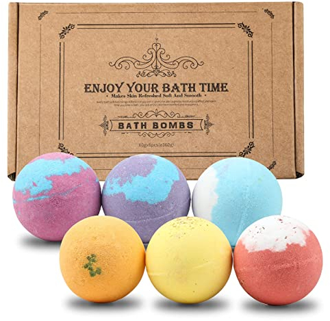 6x60g Badebomben Geschenkset, Bath Bombs Badekugeln, Badebombem badeschaum Spa Set Natürliche Ätherisches Öl Badesalz für Frauen Kinder Entspannung Befeuchtung der Haut