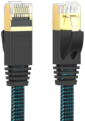 GLCON Cable Ethernet Cat 7 (sin interferencia) de 10 m Gigabit 10 Gbps de alta velocidad de Internet Cable de red plano RJ45 Lan para PS5/PS4 PC Smart TV Xbox Switch Modem trenzado