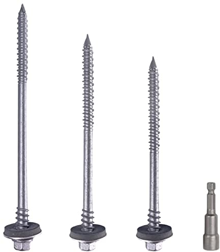 Paquete de 30 tornillos autoperforantes de cabeza hexagonal de acero al carbono de 6,4 x 100 mm con arandelas EPDM para fijar paneles sándwich (30, 6,4 x 100 mm)