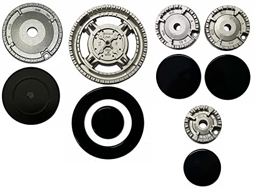 Franke - Kit 5 bruciatori Sabaf completi di piattelli spartifiamma 4 fuochi + tripla corona per cucina piano cottura 5 fuochi - Made in Italy - FR02