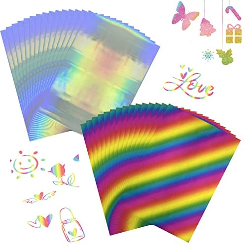 100 Stück Glitzernde Heißfolie reaktive Folie20,1 x 29 cmHeißstempelfolie, Folie von Laserdrucker und Laminierer, Reaktivfolie für Scrapbooking, PapierBasteln
