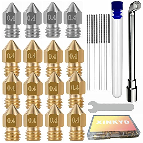 16 PCS 3D Drucker Düse,mk8 Nozzle, 0,4mm Extruder Düsen 3D Drucker Zubehör,für 1.75 mm Filament 3D Drucker mit Düsenreiniger Tool, für CR-8 / CR-10 / Ender 3 / Ender 3S / 5/6 and so on…