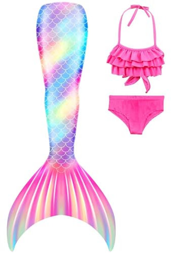 SPEEDEVE Mädchen Meerjungfrauenschwanz 3pcs Meerjungfrauen Bikini Set,ohne Monoflosse,Fen-j948,120