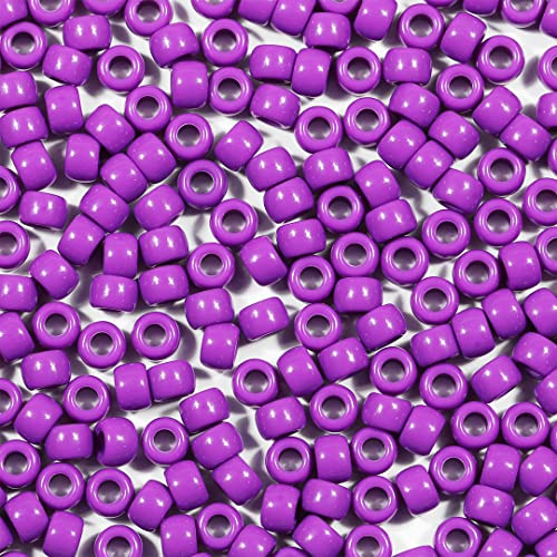 VOOMOLOVE 1000 PCS Purple 6x9mm Pony Beads - Bracelet & Hair Braids Beads for Crafts