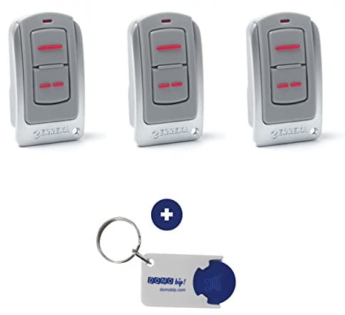 Set di 3 telecomandi Iris Erreka IR02, frequenza 433 MHz + 1 portachiavi Domobip in omaggio