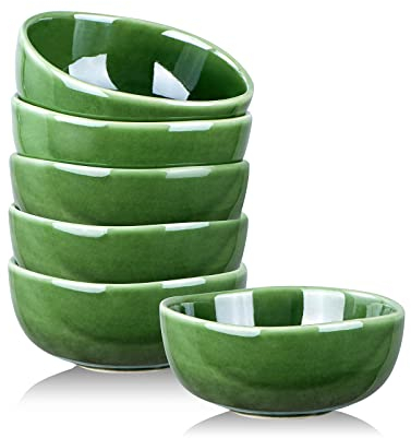 vicrays Lot de 6 bols à céréales en céramique – Bols à soupe et salade en porcelaine – Résistants aux éclats – Passe au lave-vaisselle et au micro-ondes (vert)
