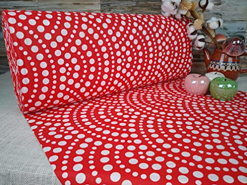 240cm Extrabreit Popeline Baumwolle Stoff Meterware ab 50cm 100% Baumwollstoff Stoffe Bastelstoff ÖKO-TEX Ranforce Kinderstoffe Stoffe Babystoffe Punkte VP0G014 (Punkte Weiß mit Rot HG)