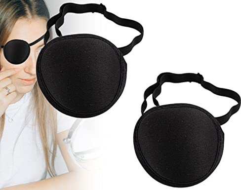 ZoeTekway 2 Piece Black Pirate Single Eye Patch Black, cache-œil élastique respirant ajustable pour adultes et enfants, cache-œil, cache-œil pirate