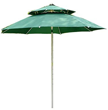 GQJNHUI 2.5M Parapluie De Plage, Parasol Extérieur Double Couche, Parapluie Pliant Commercial sans Base, Blanc/Rouge/Vert/Bleu, Parasol Ventilé Double Face (Color : Green, Size : 250cm)
