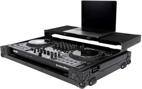 Headliner Pitch Black Flight Case Compatible with Pioneer DJ DDJ-FLX10 with Laptop Platform & Wheels