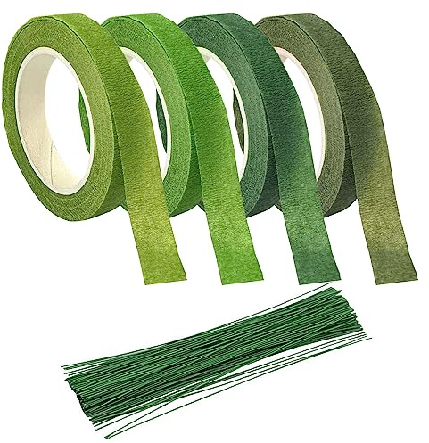 TAFACE Nastro floreale 4 pezzi con filo floreale 30 pezzi 2 mm * 30 cm, nastro da imballaggio, forniture per arte floreale, molti colori disponibili