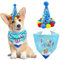 Hunde-Geburtstags-Bandana-Set, Hunde-Geburtstags-Junge-Bandana mit süßem Hunde-Geburtstagsparty-Hut, dreieckiger Hundeschal für Haustier-Geburtstagsparty-Dekorationen (blau)