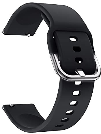 ONE ECHELON Quick Release Smart Watch Band Compatible With Fossil Gen 6 Smartwatch Silicone Buckle Replacement Strap (Black)
