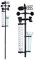 Leftwei Regenmesser, 3-in-1-Wetterstationsmessgerät, Abnehmbarer Regenmesser mit Metallpfahl, Windanzeiger, Dekorative Wetterfahne mit Regenmesser und Thermometer für den Garten, Hof Im