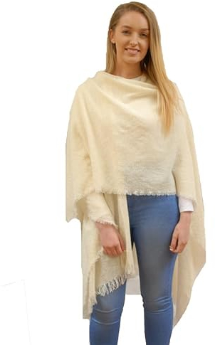 Biddy Murphy Irischer Pashmina-Schal und Wickeltuch aus 100 % weicher Lammwolle, für Damen, übergroß, warm und gemütlich, Cream, Einheitsgröße
