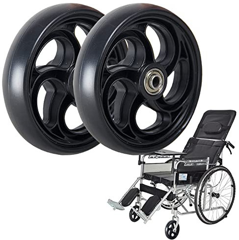 BEdaw Ersatz Für Rollstuhl-Vorderräder, 5 Zoll, 6 Zoll, 8 Zoll Vollreifen, 2 Stück Vordere Lenkrollen In Schwarz, 8-Mm-Lager, Lange Nutzungsdauer, Festes Profil Für Einfacheres Rollen/Black/13Cm/5In