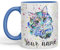 Vixar Personalised with Your Text Blue Cat Kitten Feline Watercolour Art Coloured Ceramic Mug Cup Gift 330ml 11oz Custom Work Office Tea Coffee (C Blue)