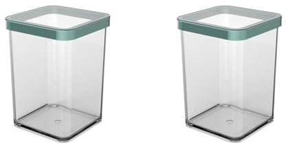 Rotho Loft Vorratsdose Deckel, Kunststoff (SAN) BPA-frei, türkis/transparent, 1l, (10 x 10 x 14,2 cm) (Packung mit 2)